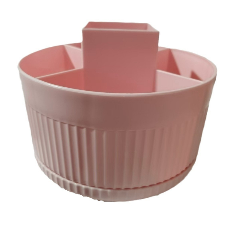 Επιτραπέζιος περιστρεφόμενος οργανωτής πινέλων μακιγιάζ και αποθήκευσης — πλαστικό, σκανδιναβικό στυλ, κυκλοφόρησε το 2024