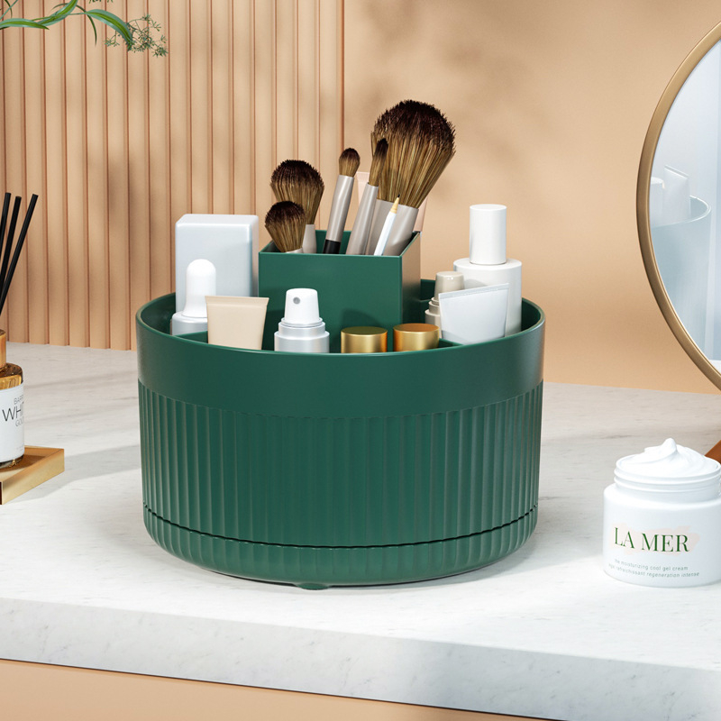 Galda rotējošais kosmētikas otu turētājs un uzglabāšanas plaukts — plastmasa, nordiskais stils, izlaists 2024