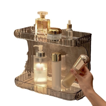 Δίεπίπεδη πλαστική ελεύθερη βάση μπάνιου για αποθήκευση καλλυντικών στον πάγκο