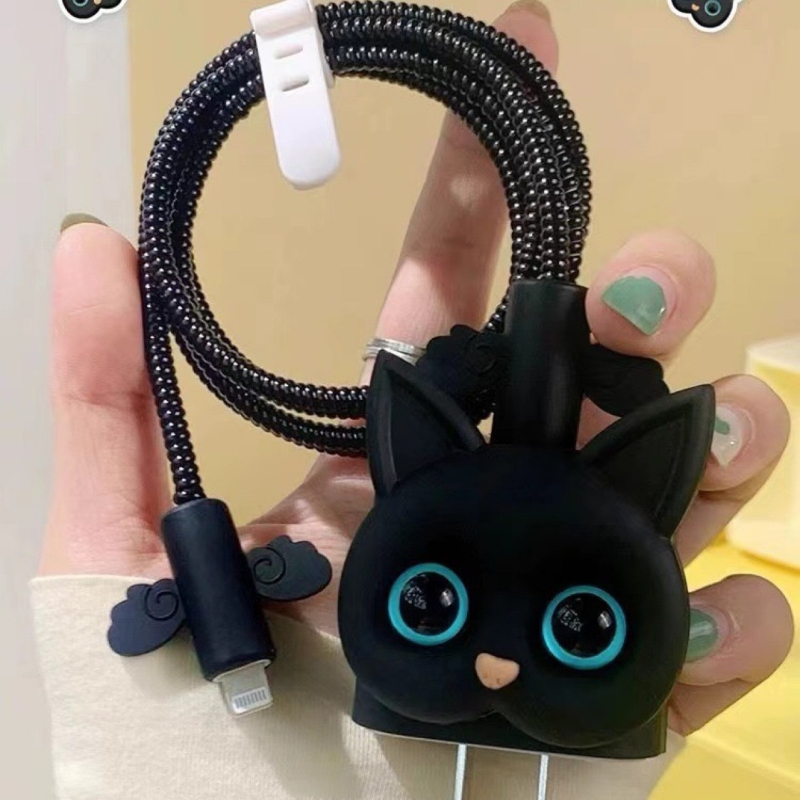 Защитен корпус за Apple 18W/20W зарядно и кабел с дизайн на котка