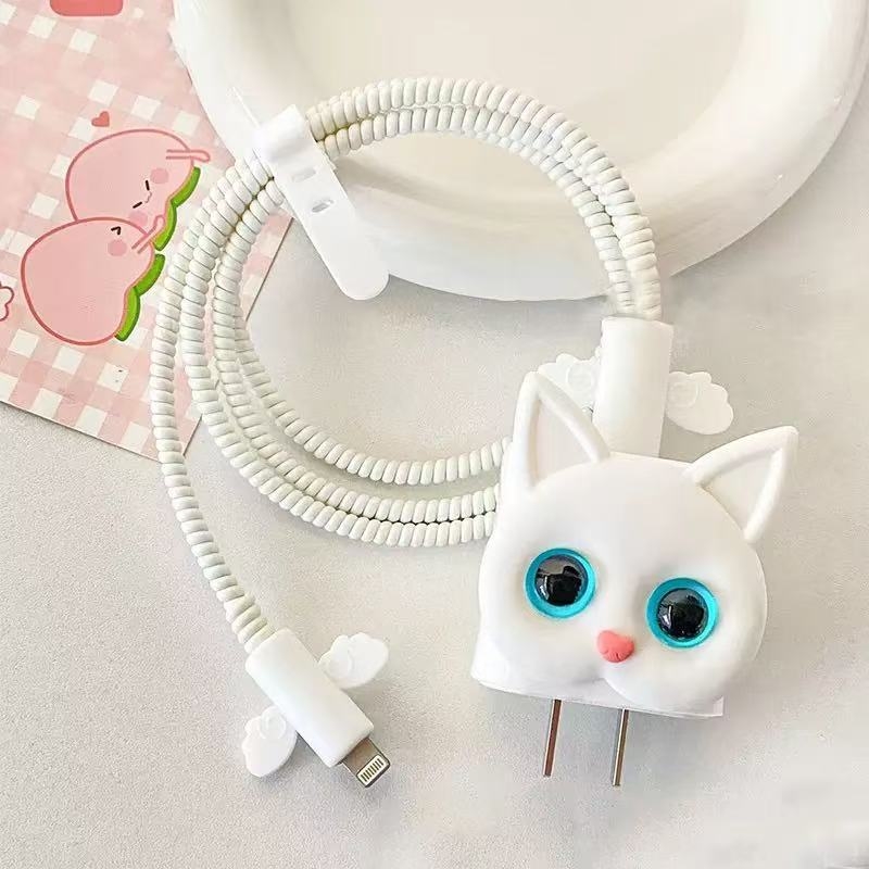 Защитен корпус за Apple 18W/20W зарядно и кабел с дизайн на котка