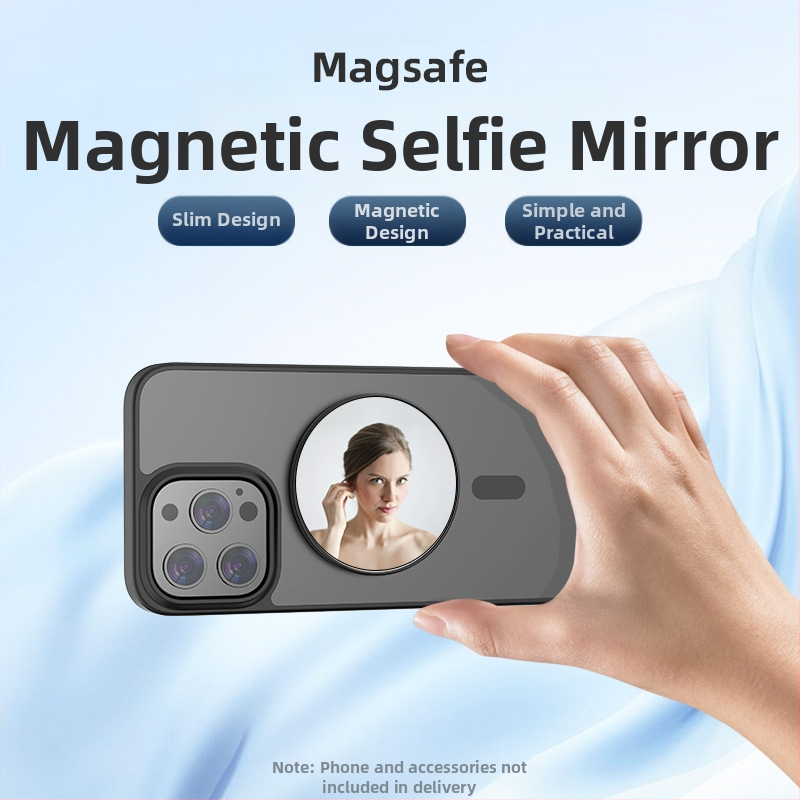 MagSafe съвместимо selfie огледало за видеоблог и лайв стрийминг, преносимо огледало, ABS+PC с NdFeB магнит, тегло 31 g, пускане на пазара 2024