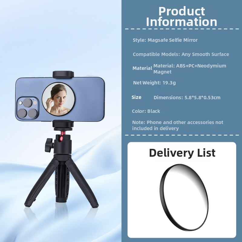 Oglindă selfie MagSafe compatibilă pentru Vlog și streaming live, oglindă portabilă din ABS+PC cu magnet NdFeB, 31 g, Lansare 2024