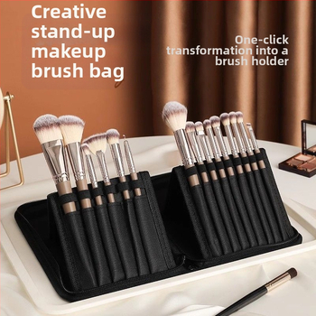 Τσάντα αποθήκευσης πινέλων μακιγιάζ, κυλινδρικού σχήματος, πολυλειτουργική, κατάλληλη για ταξίδια, αποθήκευση μακιγιάζ