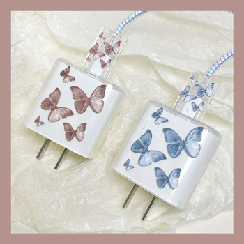 Butterfly TPU комплект защита на кабела за Apple 20W/30W - 4 части, прозрачен квадратен корпус