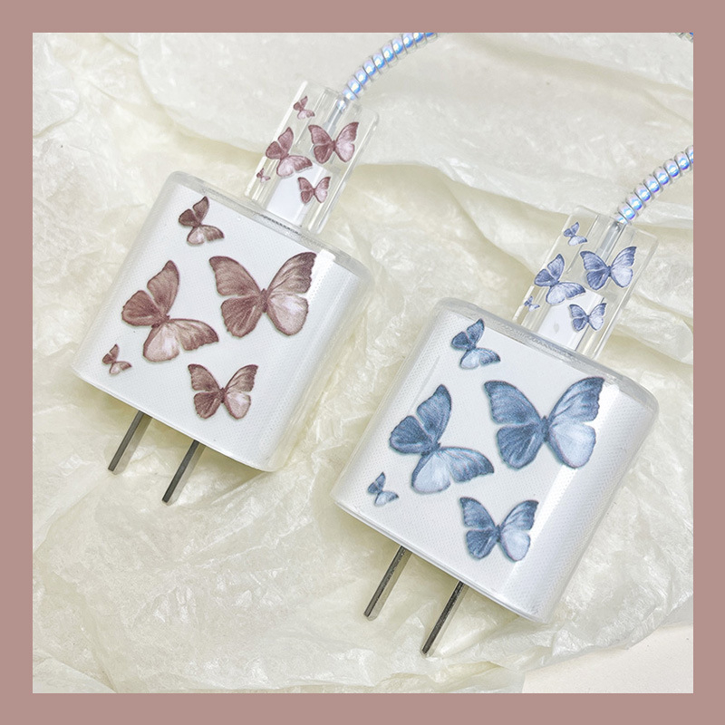 Butterfly TPU комплект защита на кабела за Apple 20W/30W - 4 части, прозрачен квадратен корпус