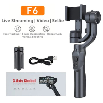 F6 trīsass stabilizators rokas turētājam viedtālrunim ar Bluetooth, triecienizturīgs, inteliģenta izsekošana