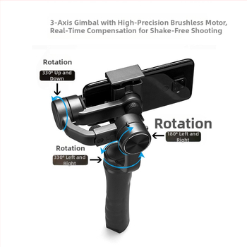 F6 trīsass stabilizators rokas turētājam viedtālrunim ar Bluetooth, triecienizturīgs, inteliģenta izsekošana