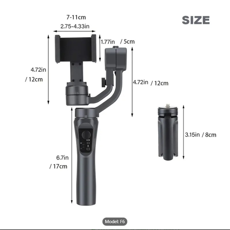 F6 trijų ašinių rankinis išmaniojo telefono stabilizatorius su Bluetooth, vibracijų stabilizavimas, išmanus sekimas