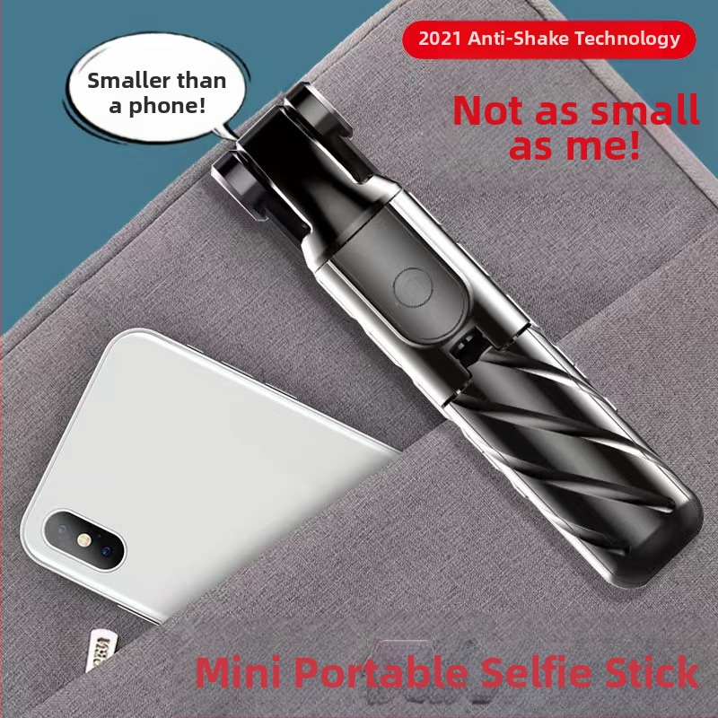 K03 mini belaidė selfie lazda su integruotu trikojų stovu, nerūdijančio plieno, Bluetooth palaikymas, įtrauktas nuotolinio valdymas, pritaikomas