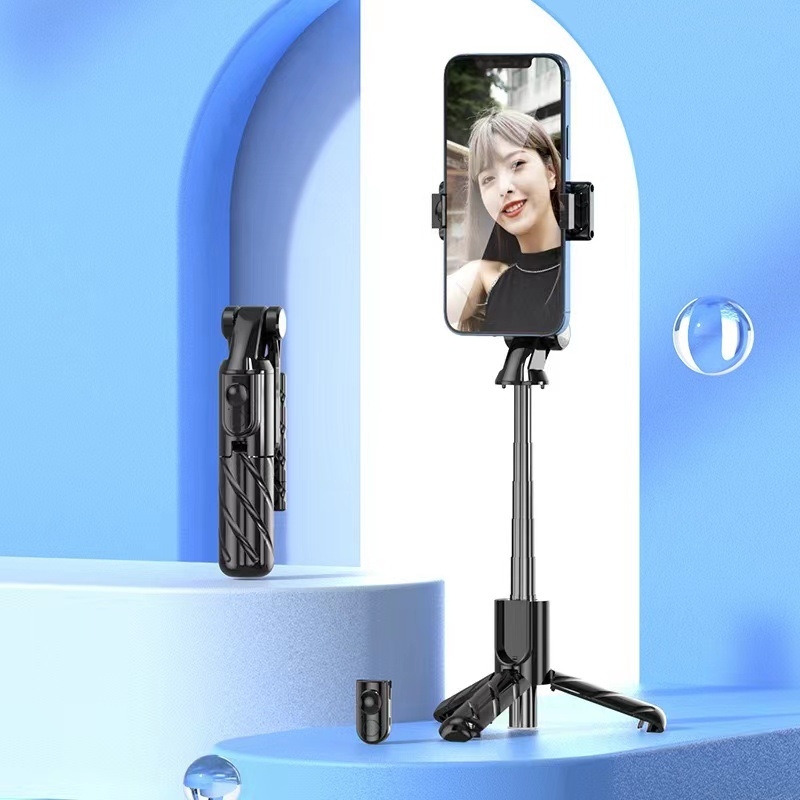 K03 mini belaidė selfie lazda su integruotu trikojų stovu, nerūdijančio plieno, Bluetooth palaikymas, įtrauktas nuotolinio valdymas, pritaikomas