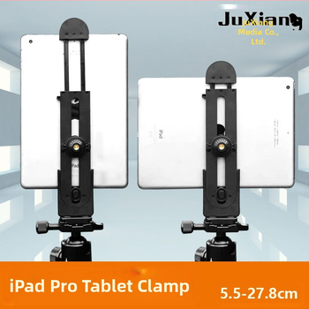 Κράτημα tablet με κλιπ σε επίπεδο, ABS, μέγιστο φορτίο 2 kg, κάθετος/οριζόντιος μηχανισμός στήριξης, συμβατό με iPad και κινητά τηλέφωνα, αξεσουάρ τρίποδου