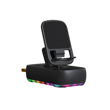 Suport pentru telefon pentru masă cu difuzor Bluetooth, rotativ și pliabil, 3 în 1 portabil; Material: Plastic; Stil: Universal; Personalizare: Suportată; Mărci private: Da