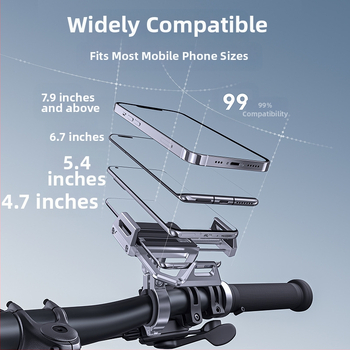 Boneruy държач за телефон от алуминиева сплав за велосипед/Е‑байк/мотор, CNC прецизна обработка, анодирано покритие