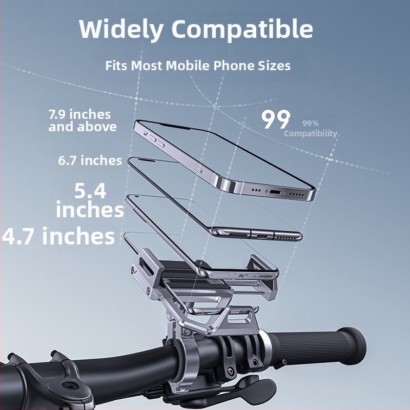 Boneruy držiak telefónu z hliníkovej zliatiny na bicykel/e-bike/motorku, CNC presné opracovanie, eloxovaný povrch