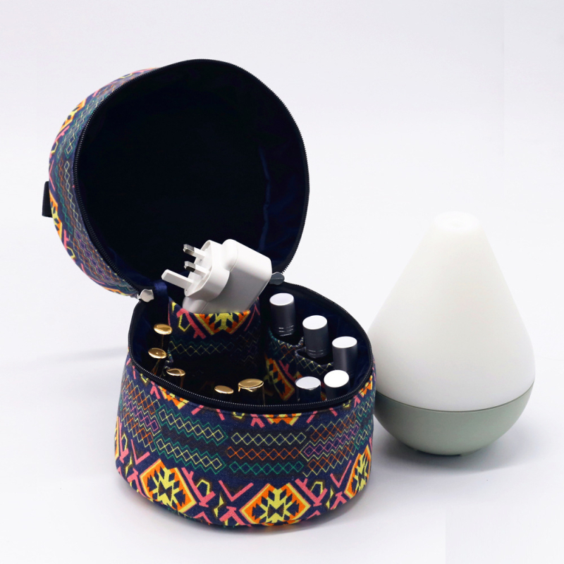 Párásító és aromadiffúzor tároló táska, vászonból, csíkos mintával, háztartási tároláshoz
