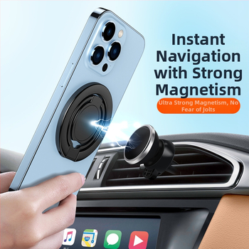 Пръстен държач за смартфони, електроплатиран магнитен сплав, сгъваем и въртящ се дизайн, съвместим с Apple