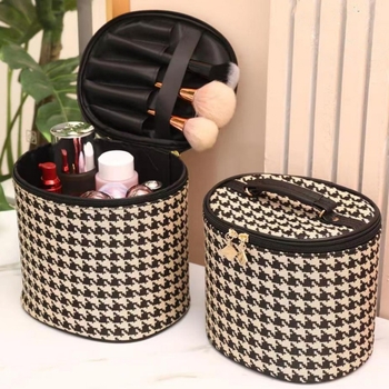 Φορητή τσάντα καλλυντικών για επαγγελματικό ταξίδι, μεγάλη χωρητικότητα, γεωμετρικό σχέδιο, πολυεστέρας με επένδυση νάιλον, για γυναίκες