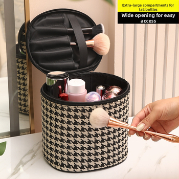 Φορητή τσάντα καλλυντικών για επαγγελματικό ταξίδι, μεγάλη χωρητικότητα, γεωμετρικό σχέδιο, πολυεστέρας με επένδυση νάιλον, για γυναίκες