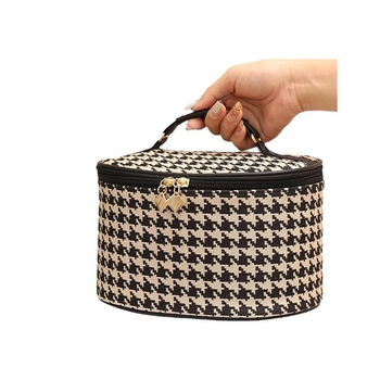 Φορητή τσάντα καλλυντικών για επαγγελματικό ταξίδι, μεγάλη χωρητικότητα, γεωμετρικό σχέδιο, πολυεστέρας με επένδυση νάιλον, για γυναίκες