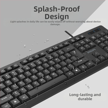 Philips SPT6234 K234 USB žičana gaming tipkovnica s držačem zapešća (104 tipki, dužina kabela 1,2 m, vodootporna, težina 0,5 kg)