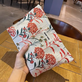 Κοσμητική τσάντα μεγάλης χωρητικότητας, φορητό νεσεσέρ μακιγιάζ, βαμβακερό ύφασμα, επένδυση από βαμβάκι