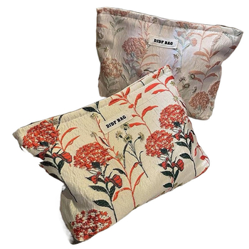 Κοσμητική τσάντα μεγάλης χωρητικότητας, φορητό νεσεσέρ μακιγιάζ, βαμβακερό ύφασμα, επένδυση από βαμβάκι