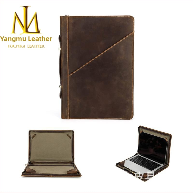 Nešiojamojo kompiuterio krepšys iš tikros odos, suderinamas su MacBook Air ir kitais nešiojamuosiais