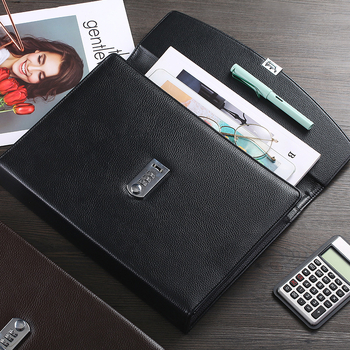 Кожена папка за документи A4 със заключване с парола, KC Password Briefcase (Dolby модел), едноклипсна конструкция, подходяща за A4 документи, дебелина на плочата 0.5 мм, ширина на гърба 5 см