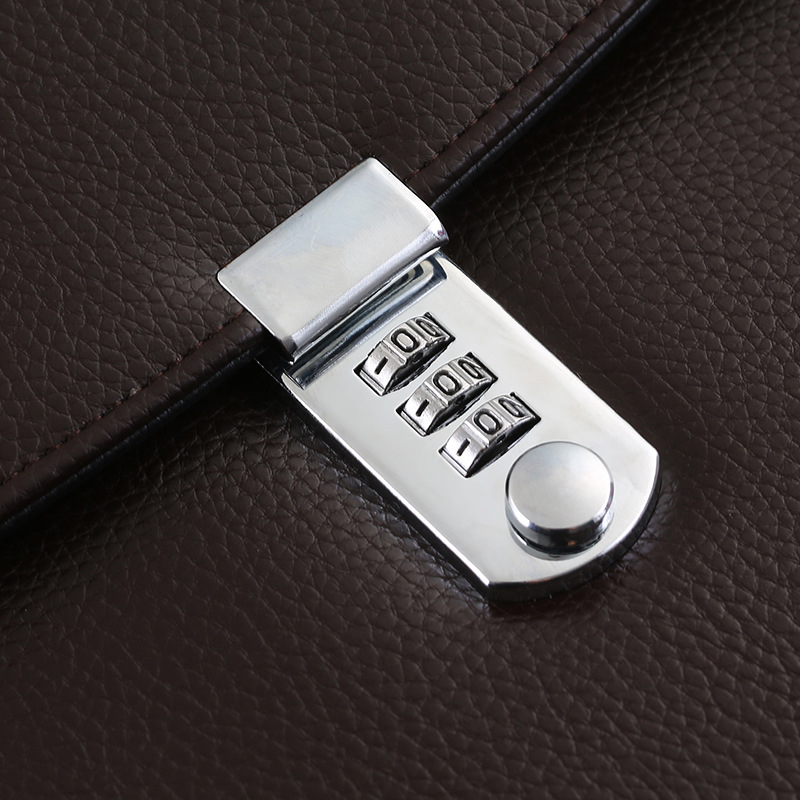 Кожена папка за документи A4 със заключване с парола, KC Password Briefcase (Dolby модел), едноклипсна конструкция, подходяща за A4 документи, дебелина на плочата 0.5 мм, ширина на гърба 5 см