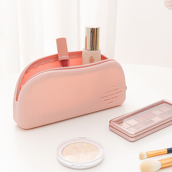 Τσάντα καλλυντικών από σιλικόνη με φερμουάρ για ταξίδια — Ανθεκτική στη σκόνη, Μεγάλη χωρητικότητα για αποθήκευση πινέλων μακιγιάζ
