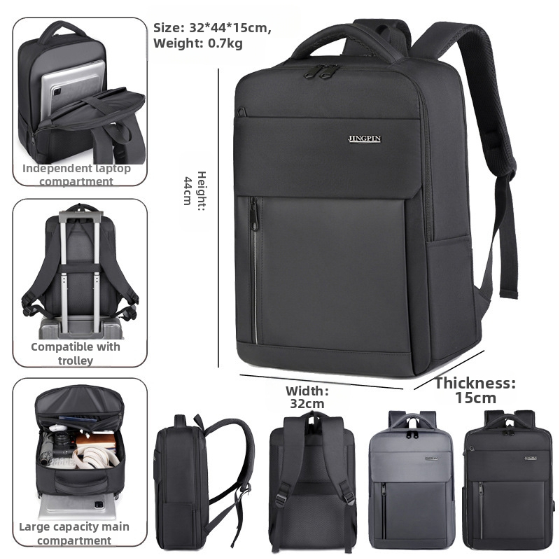 Rucsac pentru laptop din stofă Oxford, 20–35L, rezistent la uzură, bretele curbate, căptușeală din poliester, pentru călătorii de afaceri