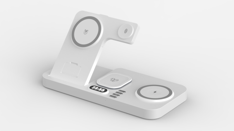Διπλός MagSafe μαγνητικός ασύρματος φορτιστής με LED φως περιβάλλοντος και λειτουργία ρολογιού
