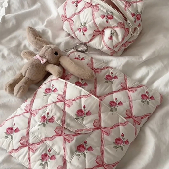 Moterų nešiojamojo kompiuterio krepšys gėlių raštu, poliesteris, nailoninis pamušalas, 2025 m. pavasaris