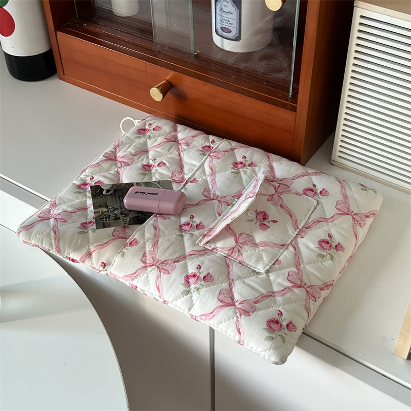 Moterų nešiojamojo kompiuterio krepšys gėlių raštu, poliesteris, nailoninis pamušalas, 2025 m. pavasaris