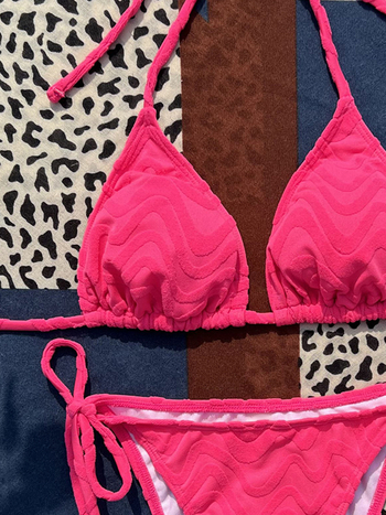 Costum de baie două piese pentru femei adulte cu burete la bust, material poliester și căptușeală poliester