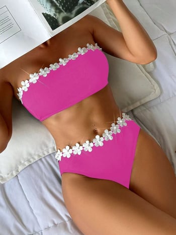 Bikini set bez naramenica, otvoreni leđa, poliester materijal, s jastučićem za grudni dio