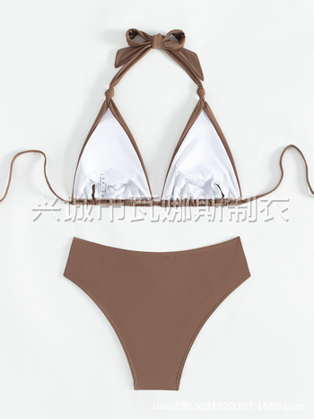 Bikini s trokutastim halterom i jastučićem - 80% najlon, 20% spandex; podstava 95% poliester, 5% spandex; jednobojan