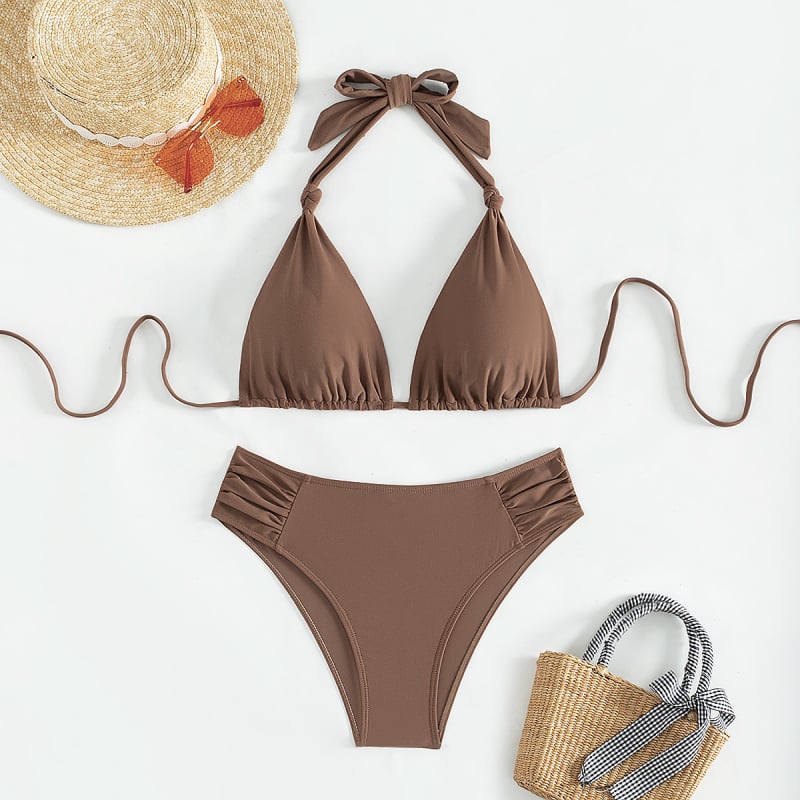 Bikini s trokutastim halterom i jastučićem - 80% najlon, 20% spandex; podstava 95% poliester, 5% spandex; jednobojan