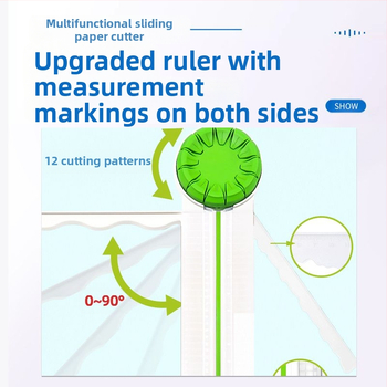 PT-001G 12-σε-1 συρόμενο μικρό πλαστικό κοπτικό χαρτιού για χειροποίητα ημερολόγια