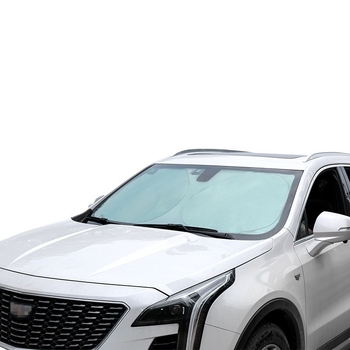Priekšējā saules aizsargājošā aizkars Tesla Model Y/3 — sešu slāņu stingra siltuma izolācija, poliestera šķiedra, stiprinājums ar sprādzi, pielāgojama