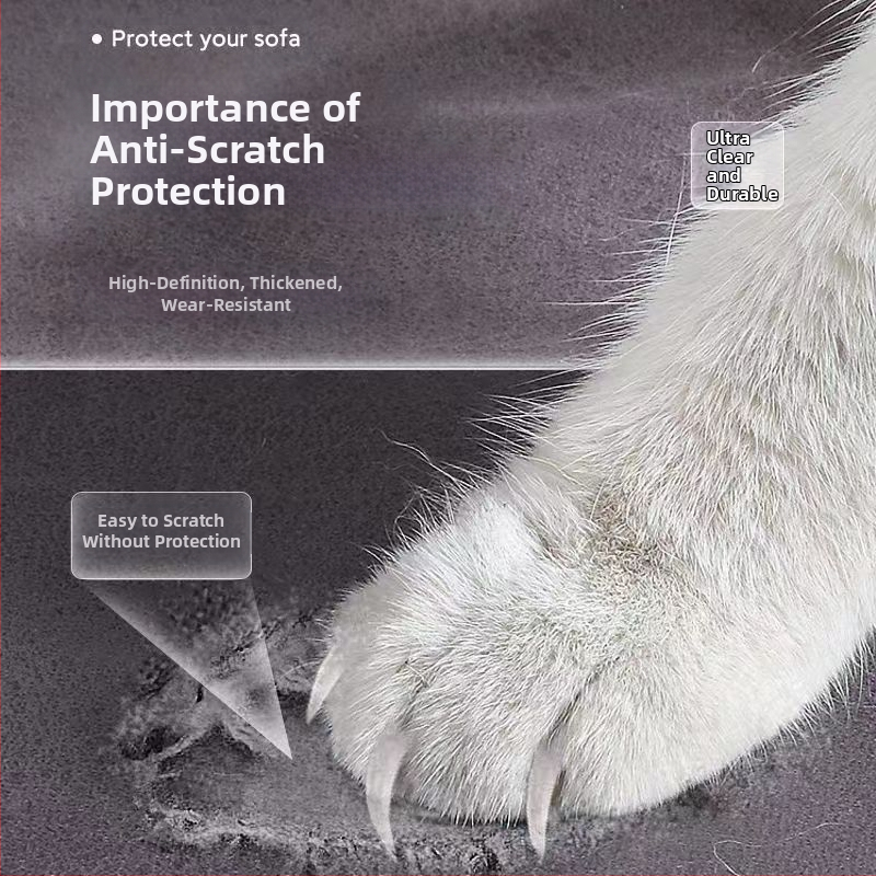 Kaķa skrāpējumu aizsardzības pārklājums gultai un dīvānam – caurspīdīgs PET aizsargfilms, minimālisma stils, 1 gab.