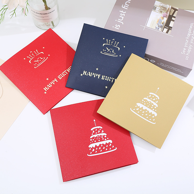 Поздравителна картичка - ръчно изработена 3D картичка за рожден ден със прорезан дизайн, от специална хартия