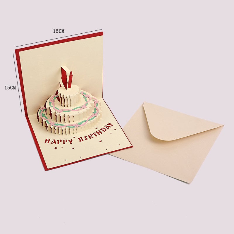 Поздравителна картичка - ръчно изработена 3D картичка за рожден ден със прорезан дизайн, от специална хартия