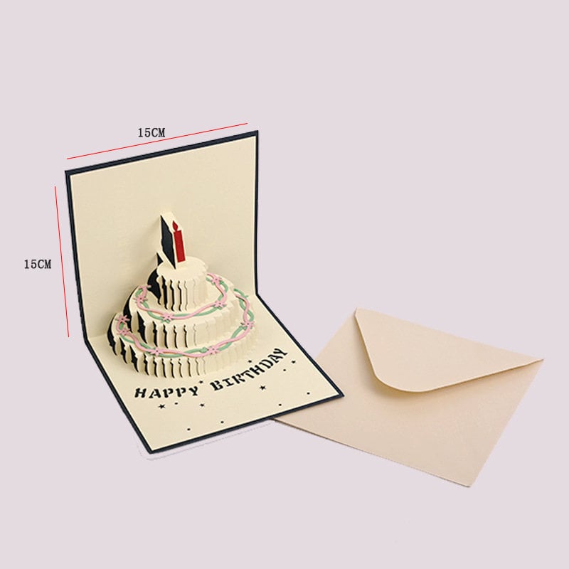 Поздравителна картичка - ръчно изработена 3D картичка за рожден ден със прорезан дизайн, от специална хартия