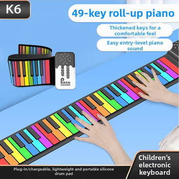 K6 49 клавиша преносим силиконов електронен орган с вградени говорители, 32-полифония, 100 тембра, презареждащ се