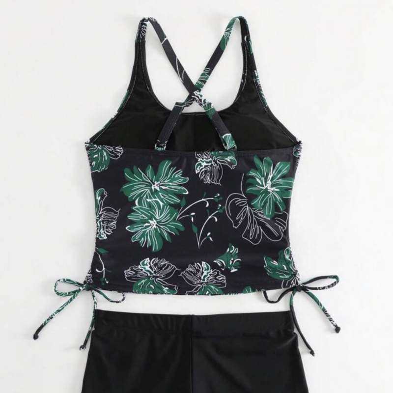 Ženski dvodijelni bikini s floralnim uzorkom, gornji dio s jastučićima, 82% poliester, podstava 18% elastan, težina tkanine 300 g/m2
