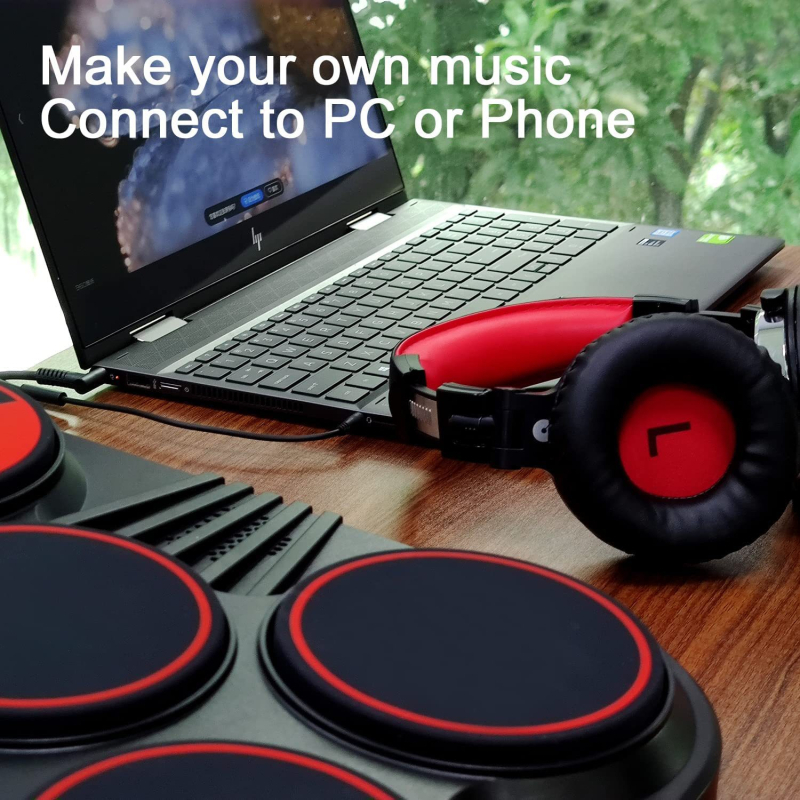 BOLAI Ηλεκτρονικό σετ ντραμς R7113, 7 τεμάχια με καουτσούκ πλάκες, πολυφωνία 16