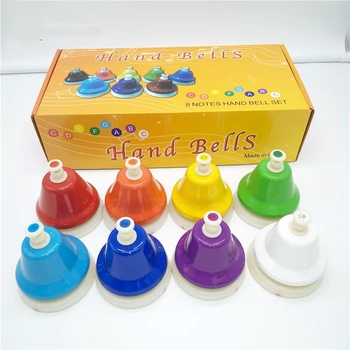 Orff sitamperkusija ar astoņiem tonumiem — rokas spiedējs zvaniņš bērnudārzam, mācību līdzeklis 4–6 gadu veciem bērniem, astoņtoņu melodijas pulkstenis