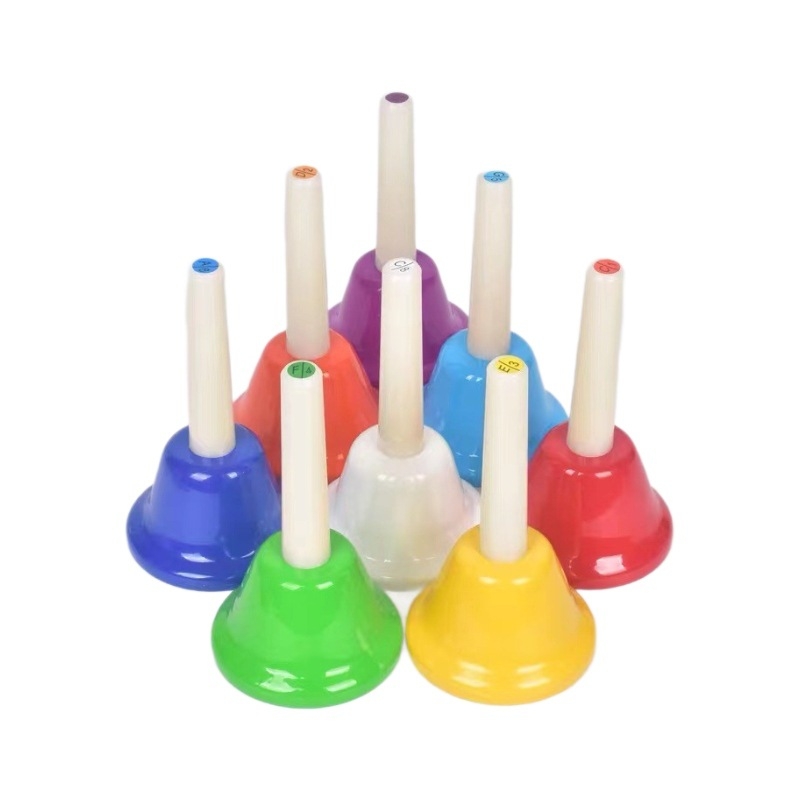 Orff sitamperkusija ar astoņiem tonumiem — rokas spiedējs zvaniņš bērnudārzam, mācību līdzeklis 4–6 gadu veciem bērniem, astoņtoņu melodijas pulkstenis